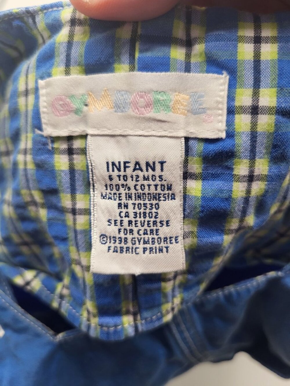VTG 90’s GYMBOREE Overalls Romper Pastel Rainbow Tag Blue Dolphin 6-12MTH - Picture 4 of 7